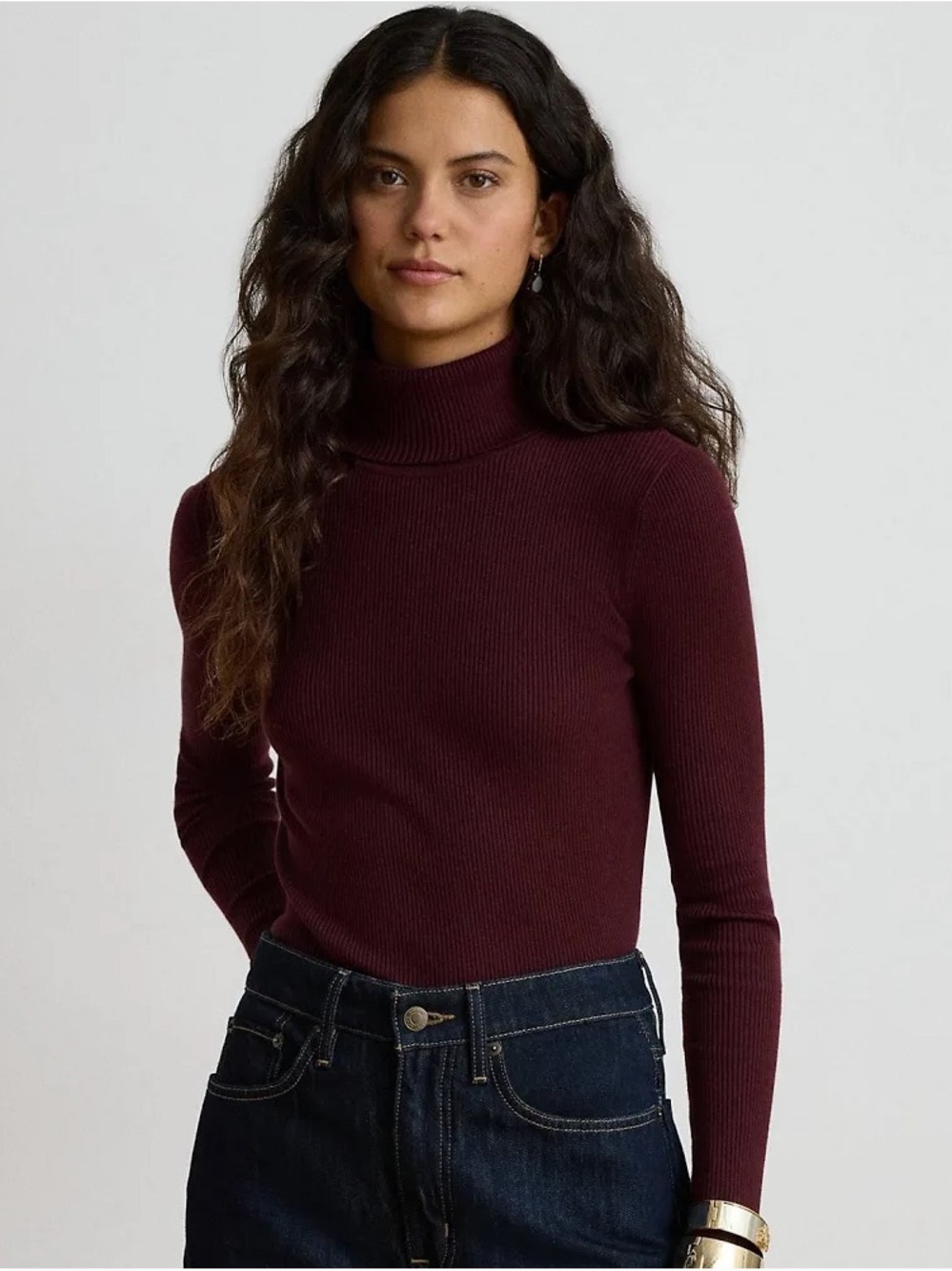 Lauren Ralph Lauren Ribbed Turtleneck Sweater - Burgundy